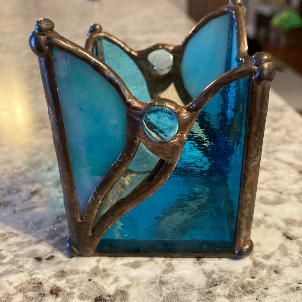 Stained glass candle holder